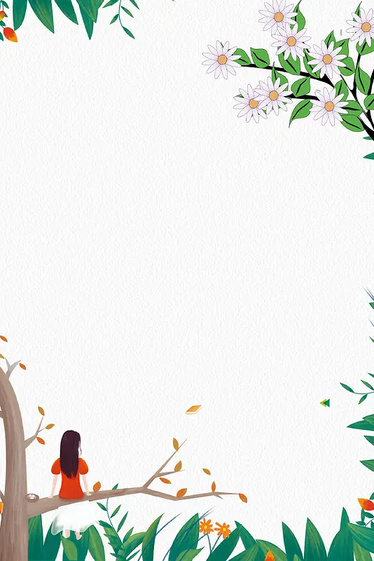 米色手绘小清新传统节气立春春天人物背景