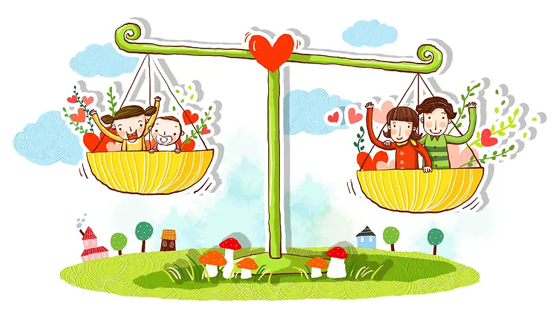 韩式清新幸福家庭一家人天平团聚海报背景