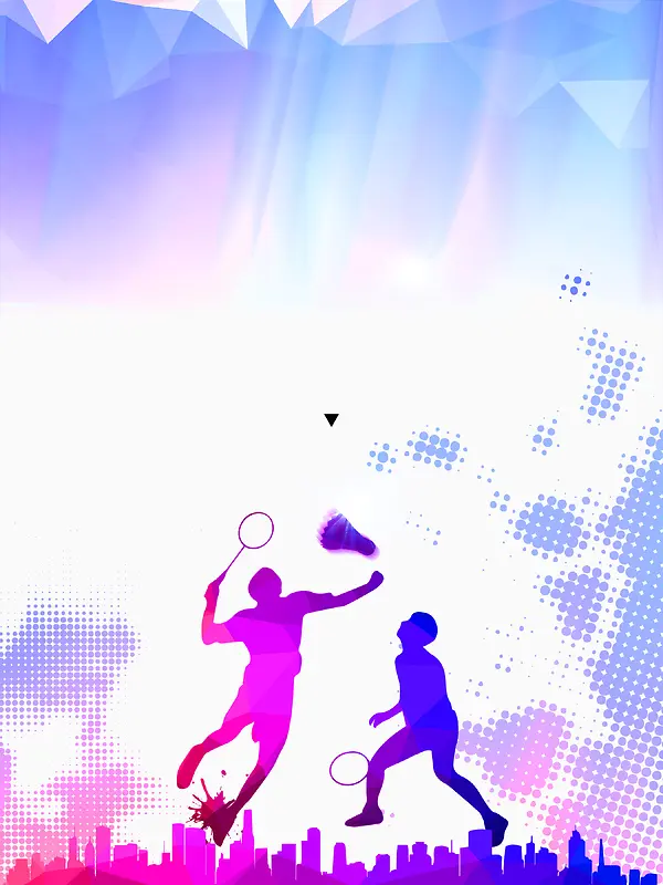 彩色剪影简约羽毛球运动宣传海报背景素材