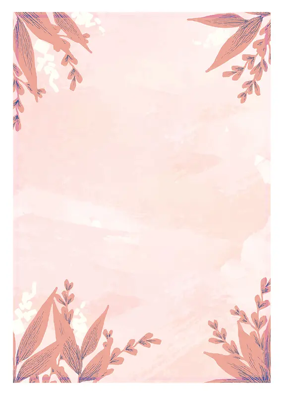 浅粉色手绘女装促销叶子背景