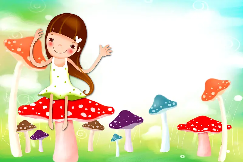 采蘑菇的小姑娘海报背景