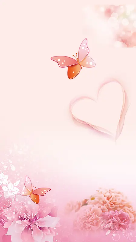 浪漫粉色花朵psd分层H5背景