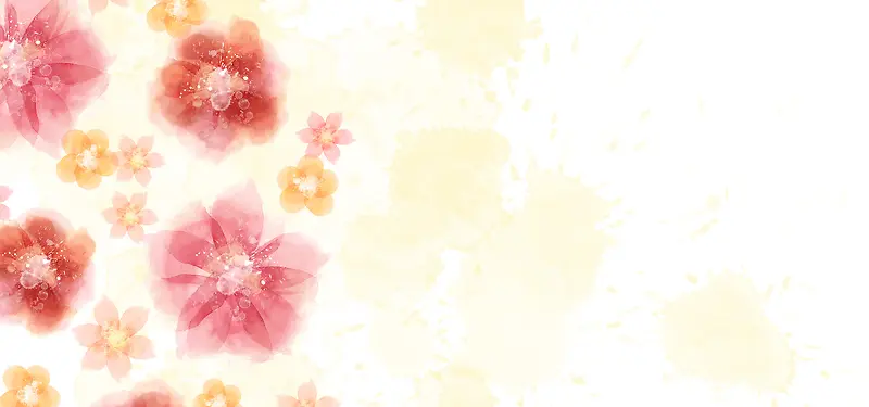 花瓣手绘橘色banner背景
