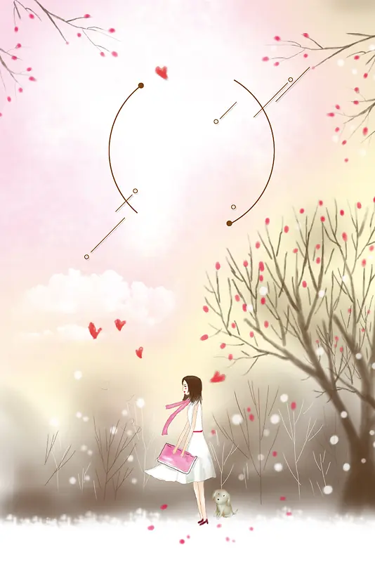 简约文艺少女毕业说再见海报背景
