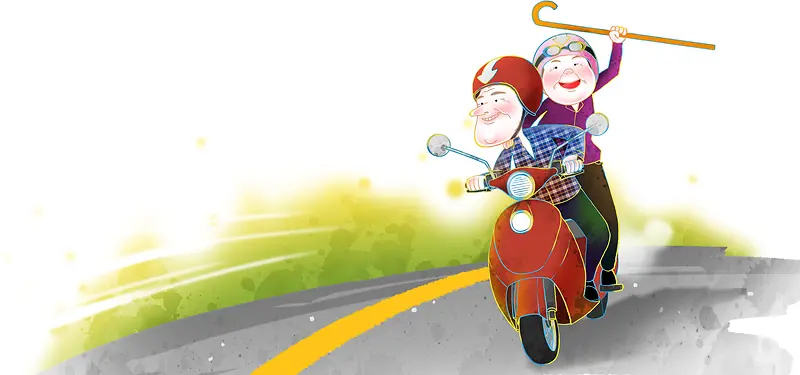 卡通人物 摩托车马路海报banner