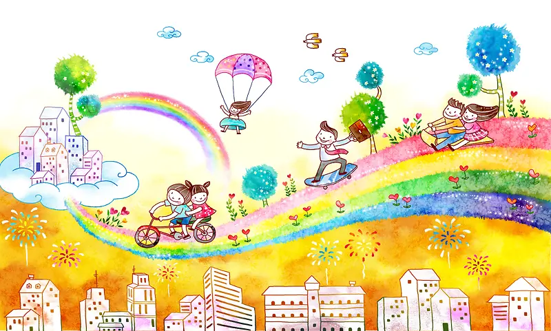 彩虹儿童乐园海报背景素材