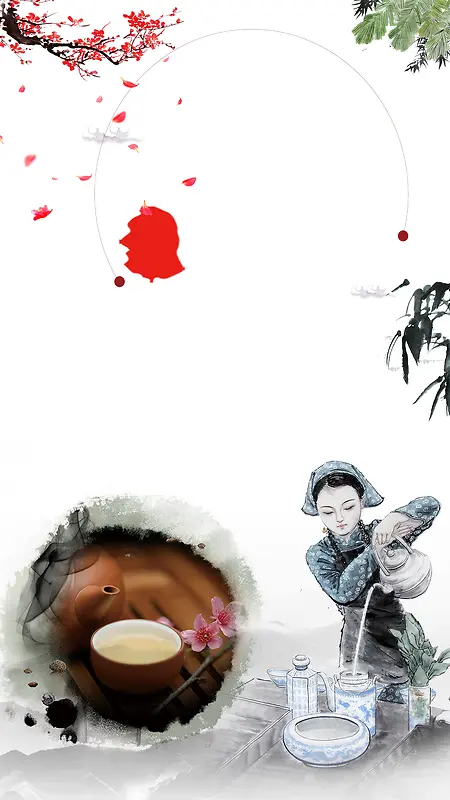 中国风健康养生茶H5背景