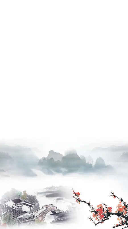 中国风水墨梅花背景图