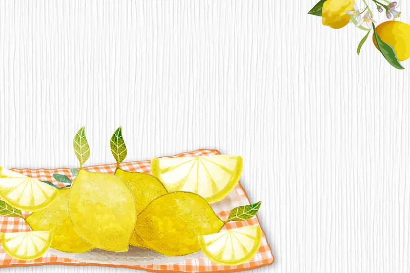 清新手绘柠檬夏日冰饮海报背景模板