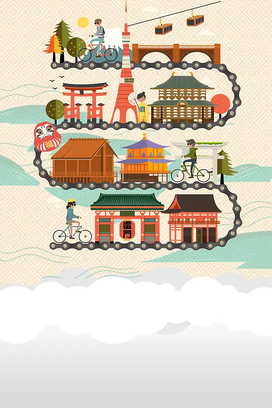 日本古建筑海报背景
