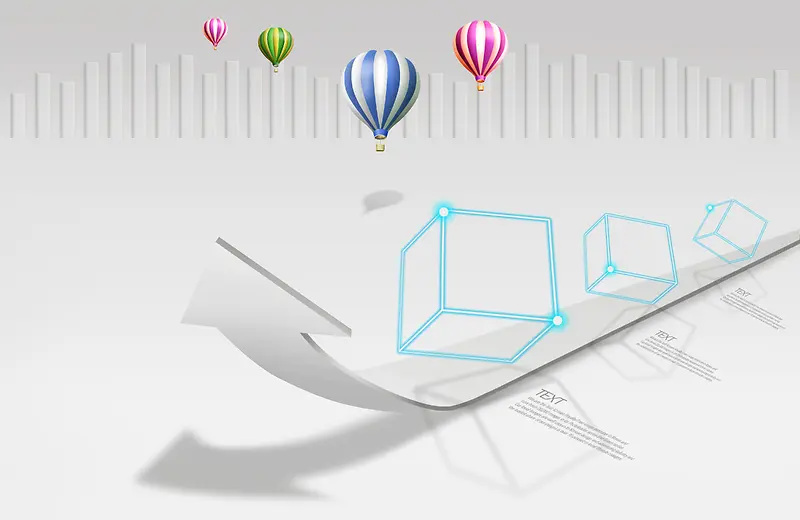 热气球升空 企业展板背景素材