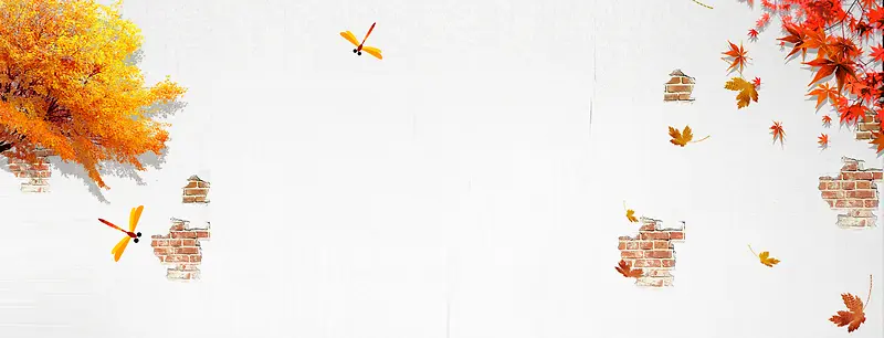 秋季枫树叶文艺灰色banner