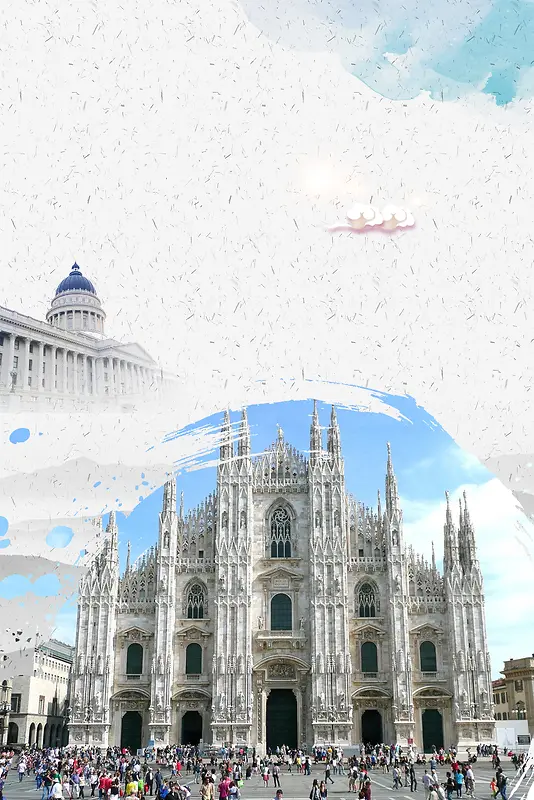 意大利米兰风情旅游留学海报背景素材