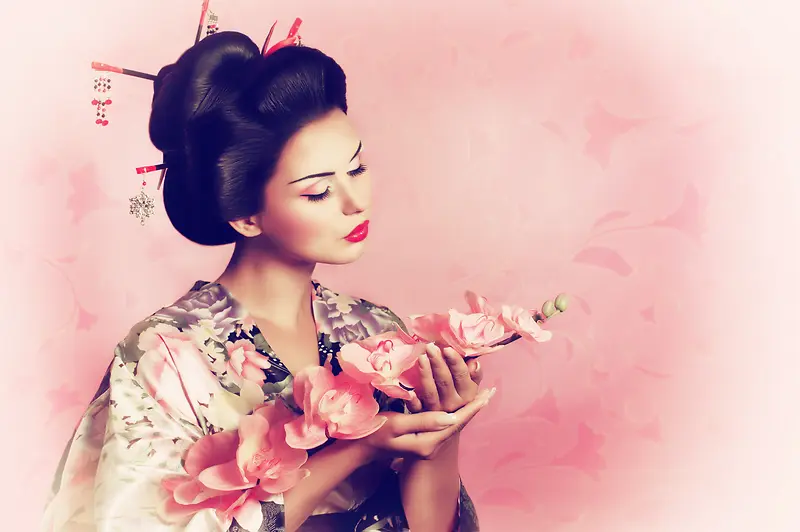 典雅和服美女美容背景素材