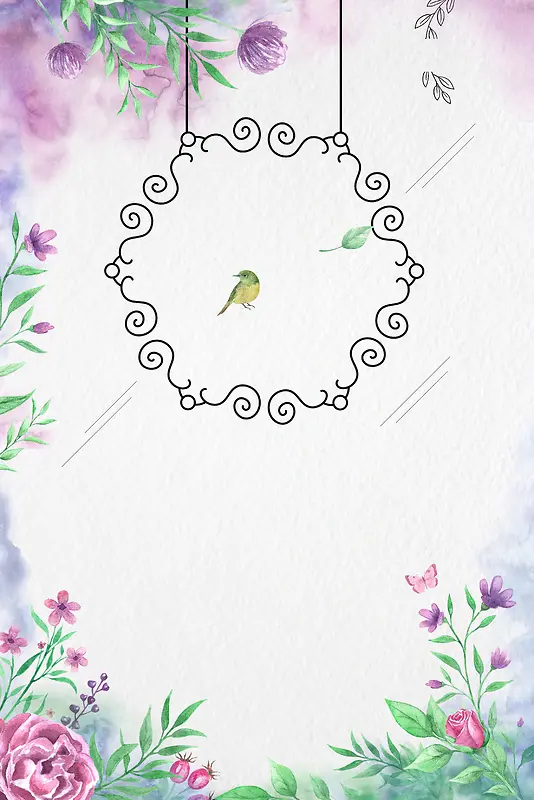 春季水彩手绘花卉暖春特惠海报