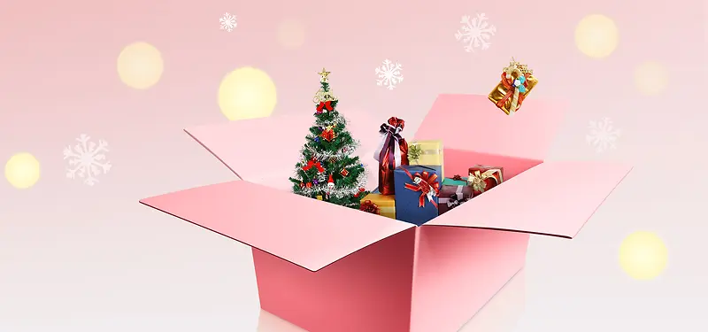 粉色礼盒圣诞背景