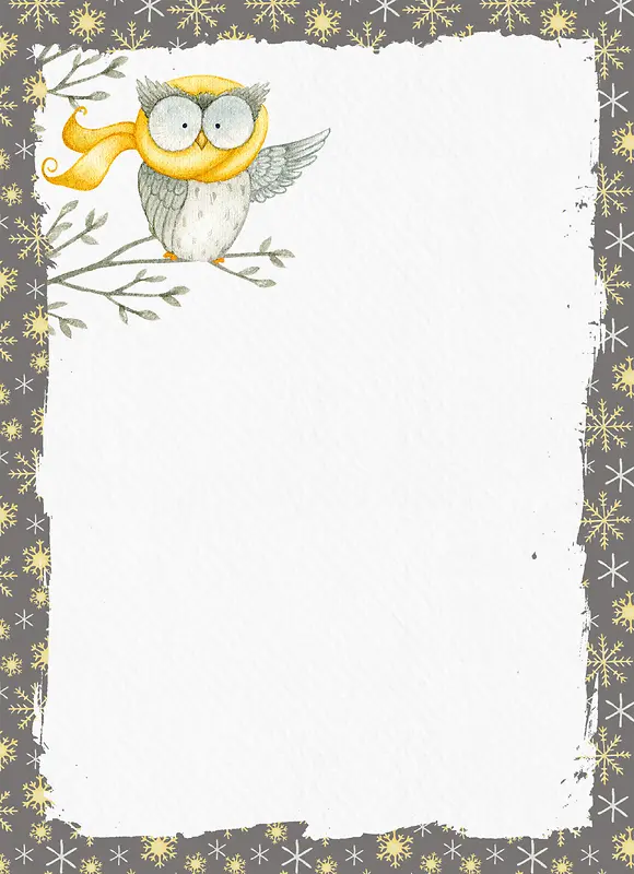 卡通手绘猫头鹰冬季底纹背景