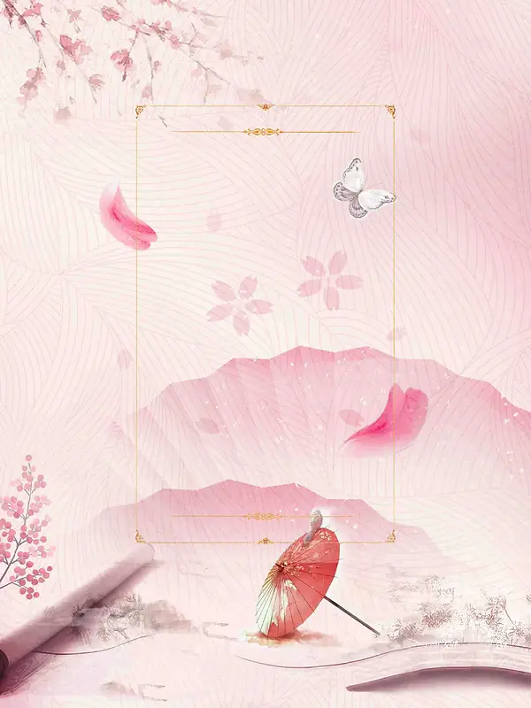 中国风古风唯美樱花海报背景模板