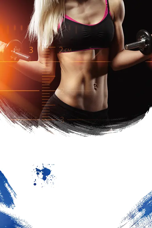 简约笔刷效果女人运动健身海报设计