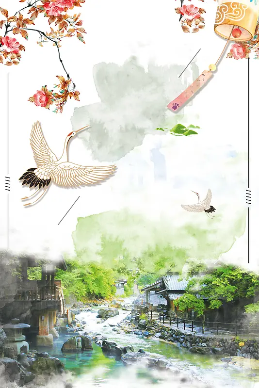 中国风传统山水风景广告