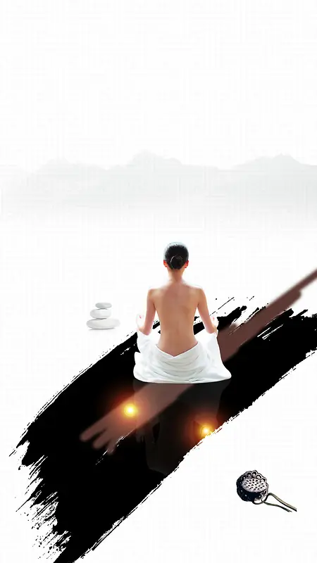 中国风瑜伽健身PS源文件H5背景素材
