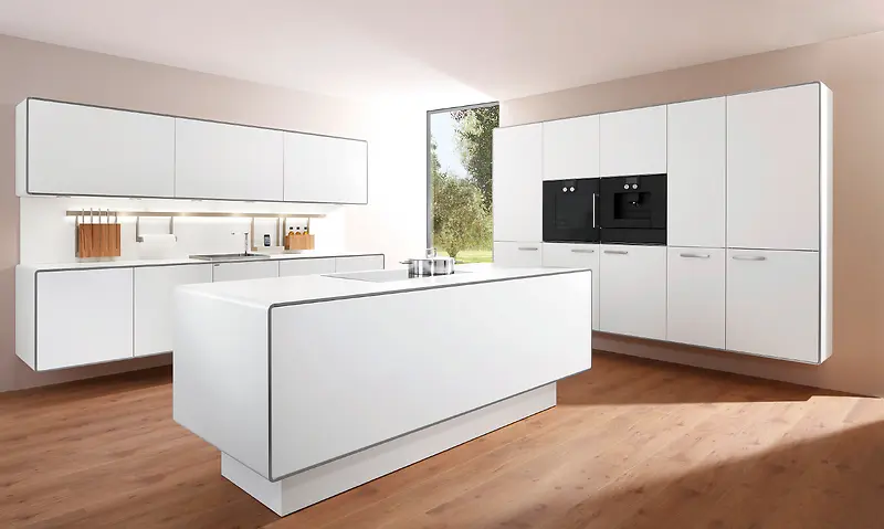 清新大气木地板现代厨房室内设计背景