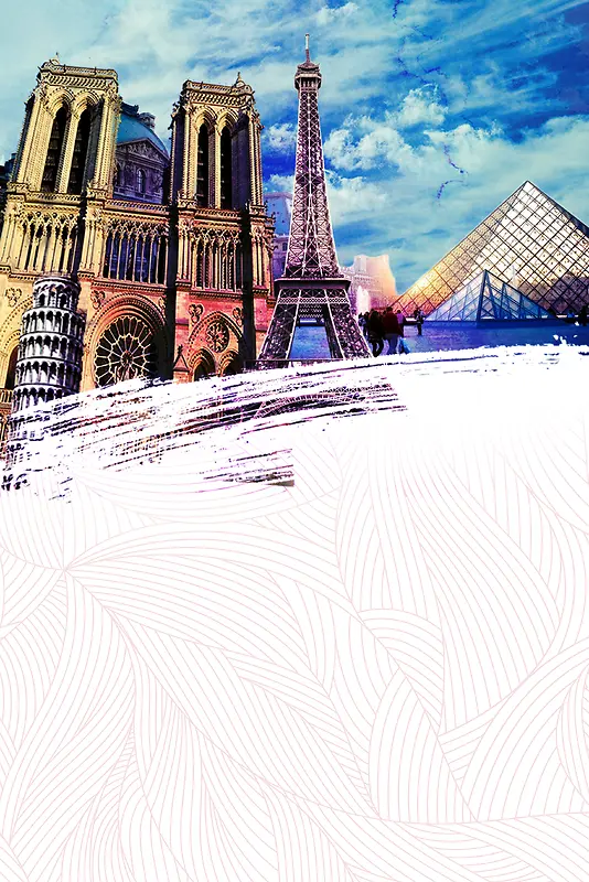 法国巴黎旅游海报背景素材