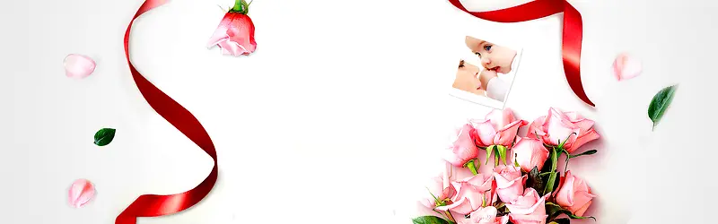 天猫医疗化妆品花朵丝带高清春天母亲节背景