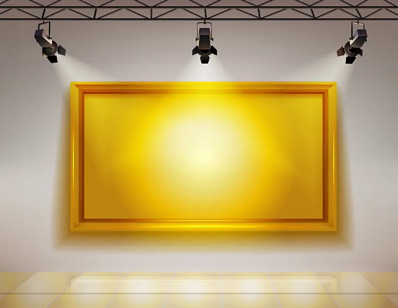 金色展板宣传栏聚光灯效果背景