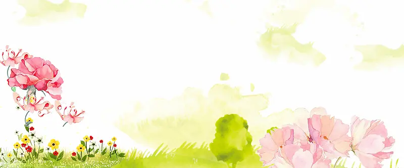 春季手绘花朵淘宝海报背景