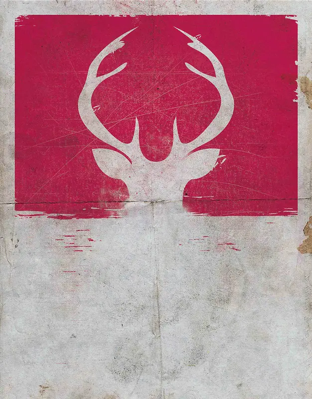 圣诞节驯鹿头紫红剪影海报背景