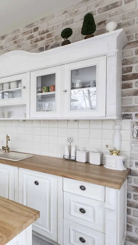 白色木质厨房柜H5背景素材