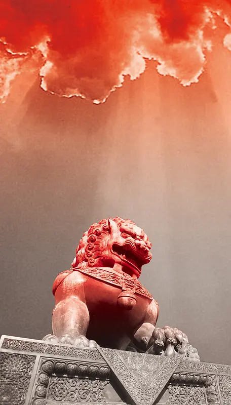 红色雕像背景