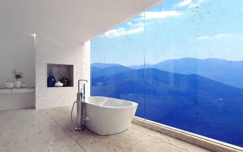 家居景观台浴室浴缸海报背景