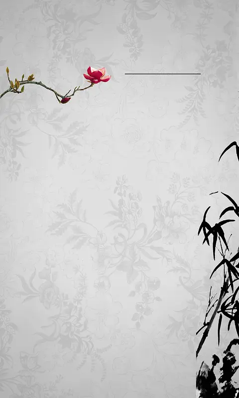 中国风竹林花朵水墨背景素材