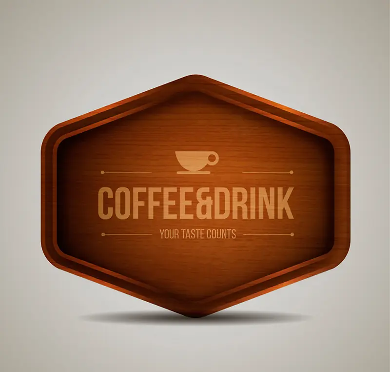 创意咖啡木制牌矢量图