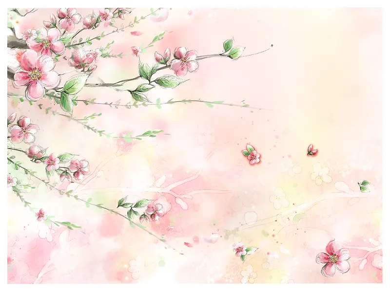 春暖花开粉色温暖背景平面素材