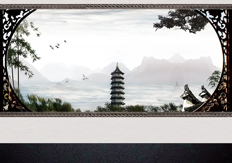 古韵复古地产海报背景素材