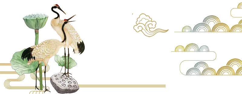 重阳节丹顶鹤中国风景色banner