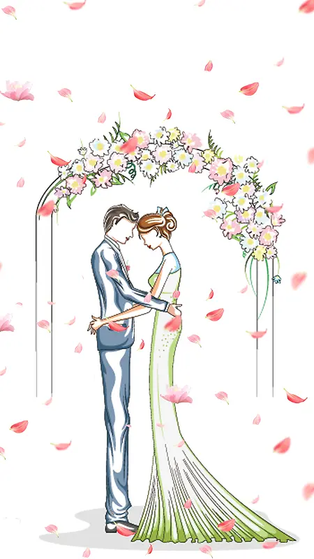 冬季手绘婚礼花瓣H5背景