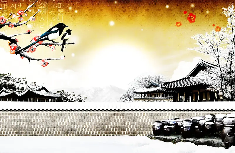 冬季雪花美景广告背景