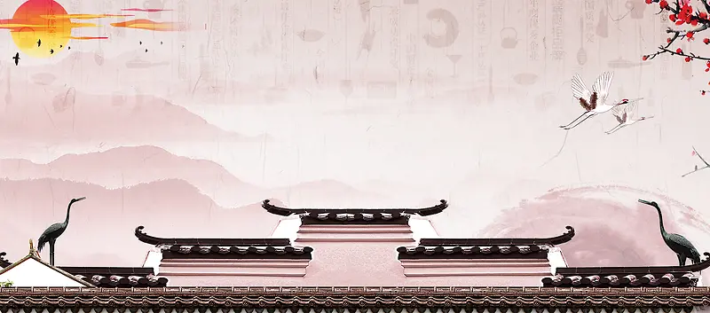 古典中式建筑大气棕色banner