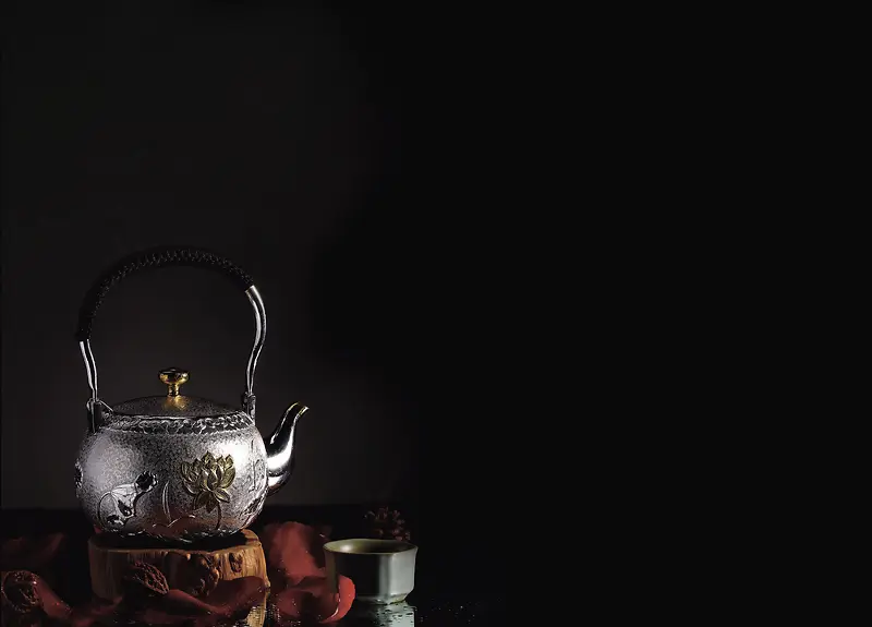 银茶壶海报背景