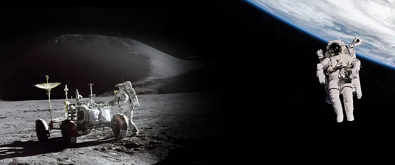 人类月球日太空banner海报