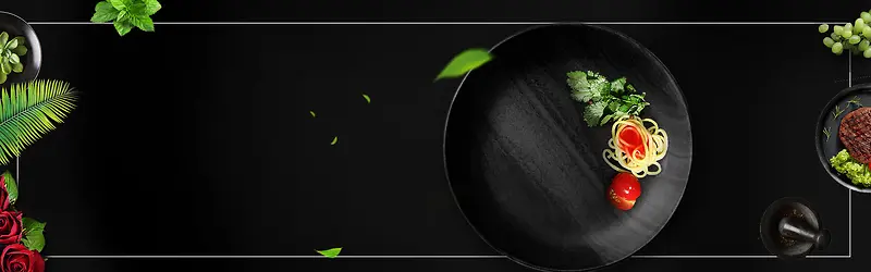 创意面食文艺质感黑色banner