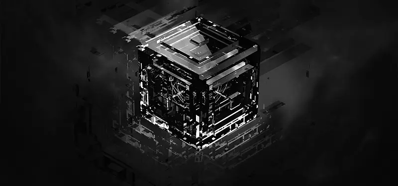 黑白科幻3D方块电子产品banner