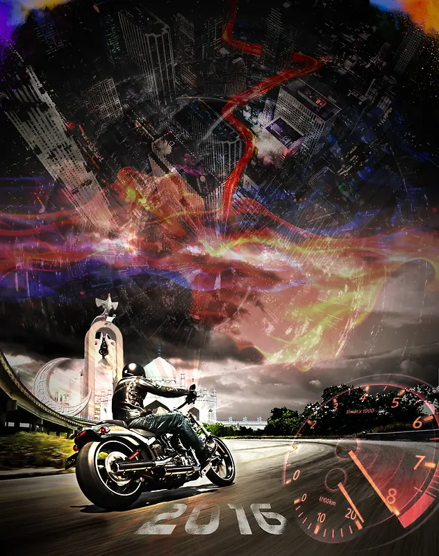 摩托车动感海报背景素材