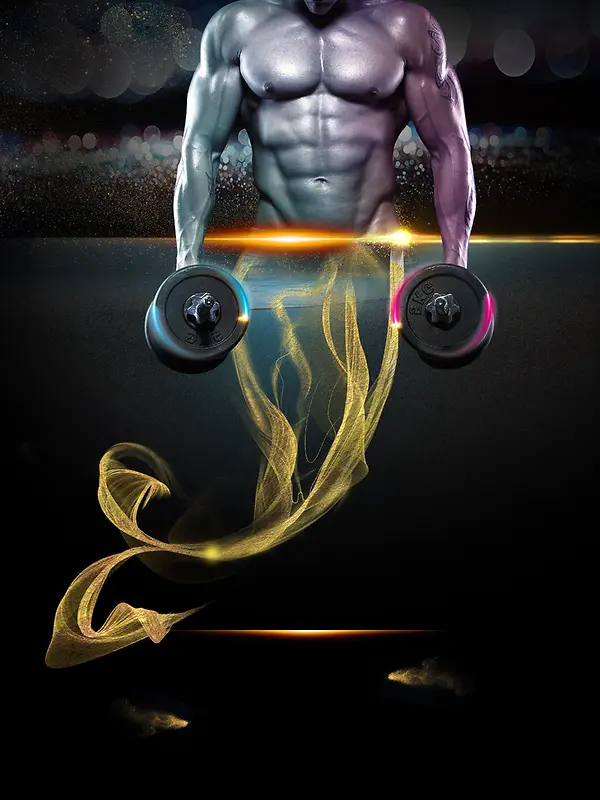肌肉男创意健身中心海报背景素材