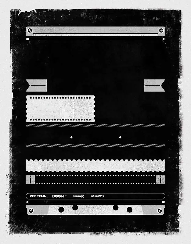 黑底白框电影胶片风格海报背景