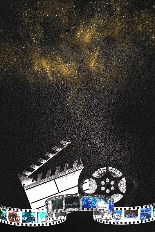 黑色洒金胶卷电影海报背景素材